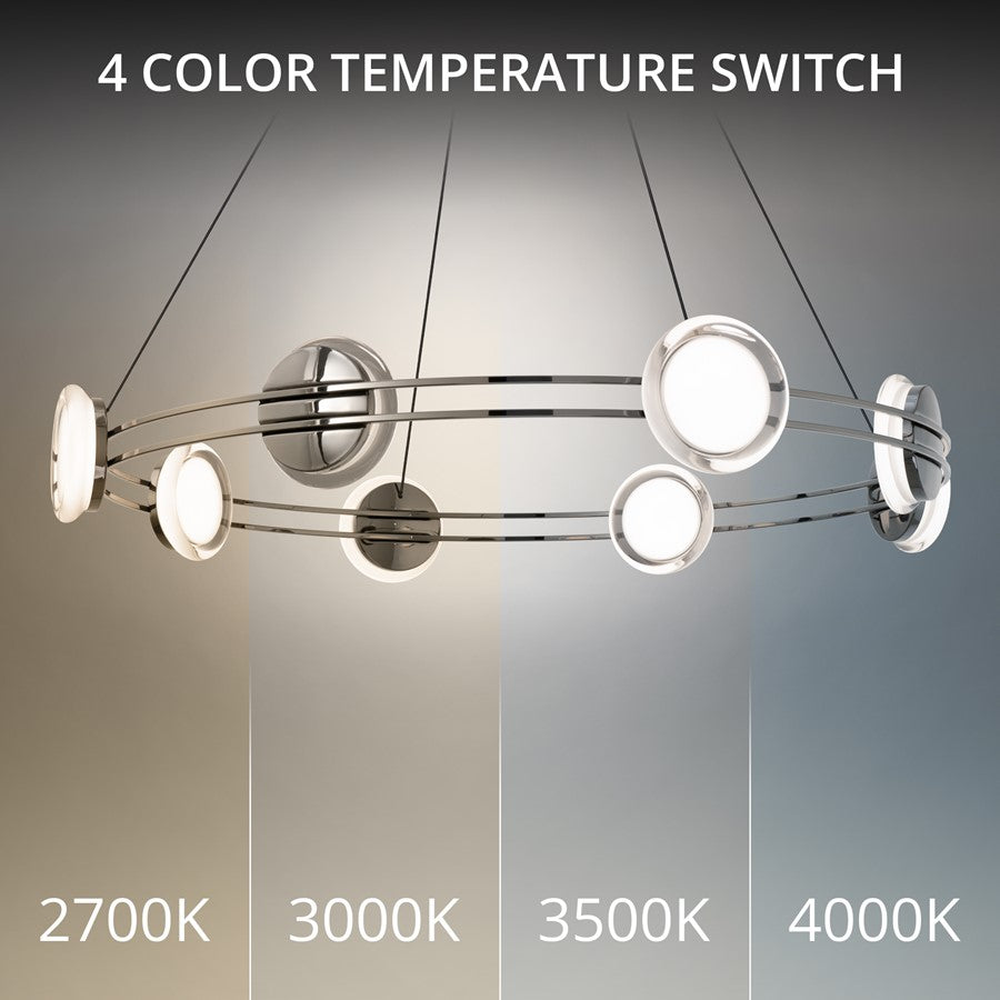 dweLED Bracelet 8 Light 32" Pendant/3000K, Black Chrome/Frosted