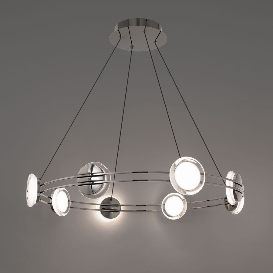 dweLED Bracelet 8 Light 32" Pendant/4000K, Black Chrome/Frosted