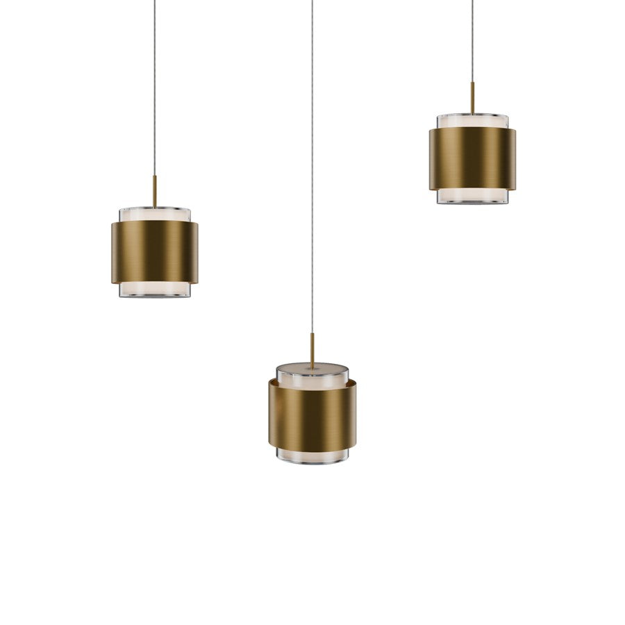 dweLED Banded 3Lt Linear Multi-Light Pendant, Brass/Frosted - PD-68903L-AB