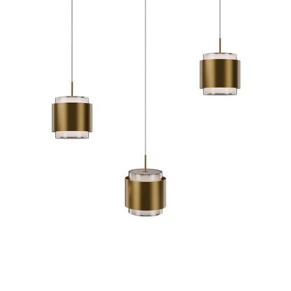 dweLED Banded 3Lt Linear Multi-Light Pendant, Brass/Frosted - PD-68903L-AB