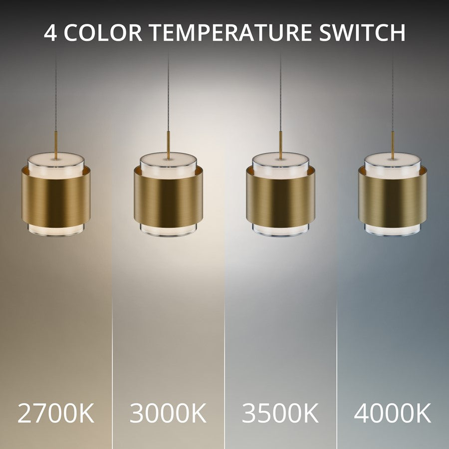 dweLED Banded 3Lt Linear Multi-Light Pendant, Brass/Frosted