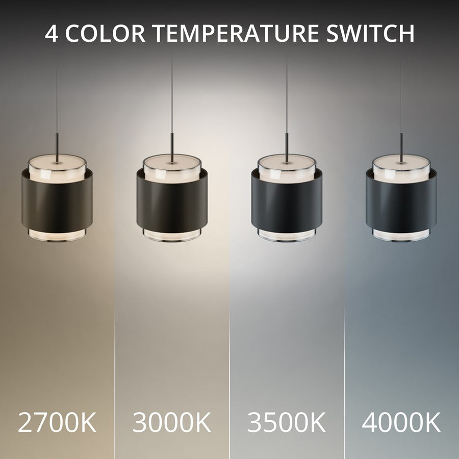 dweLED Banded 5 Light Linear Multi-Light Pendant, Black/Frosted