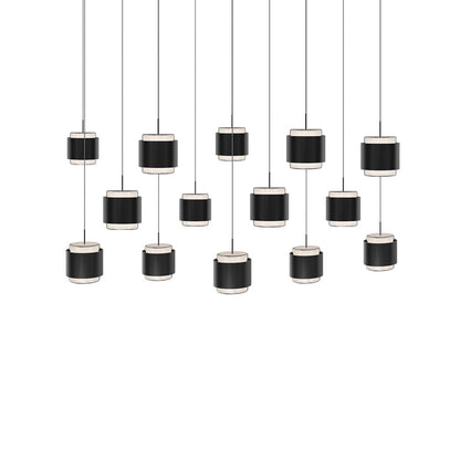 dweLED Banded 14 Light Multi-Light Pendant, Black/Frosted - PD-68914L-BK