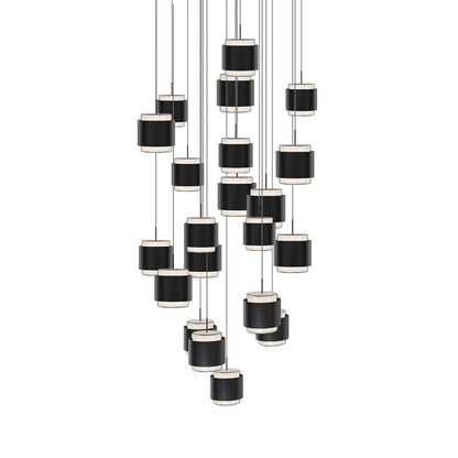 dweLED Banded 21 Light Multi-Light Pendant, Black/Frosted - PD-68921R-BK