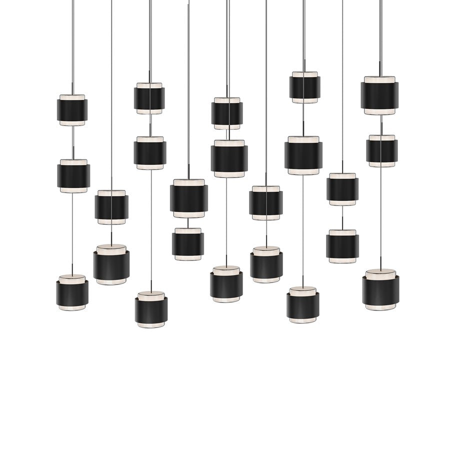 dweLED Banded 23 Light Multi-Light Pendant, Aged Brass/Frosted - PD-68923L-AB