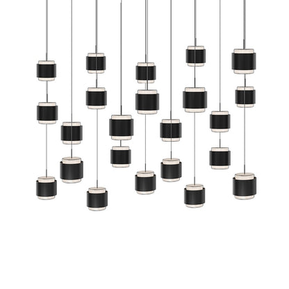 dweLED Banded 23 Light Multi-Light Pendant, Aged Brass/Frosted - PD-68923L-AB