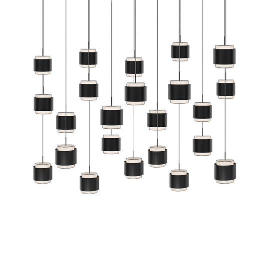 dweLED Banded 23 Light Multi-Light Pendant, Aged Brass/Frosted - PD-68923L-AB