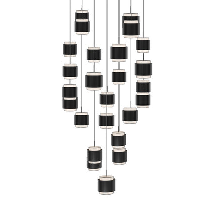 dweLED Banded 25 Light Multi-Light Pendant, Black/Frosted - PD-68925S-BK