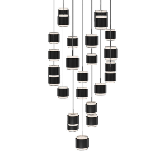 dweLED Banded 25 Light Multi-Light Pendant, Black/Frosted - PD-68925S-BK