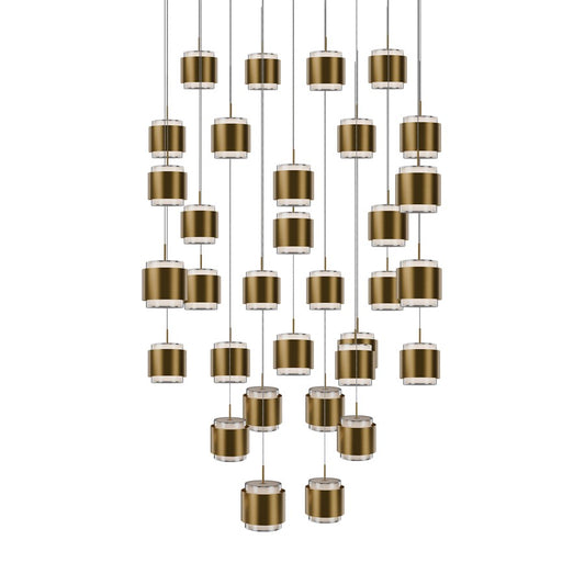 dweLED Banded 41 Light Multi-Light Pendant, Aged Brass/Frosted - PD-68941S-AB
