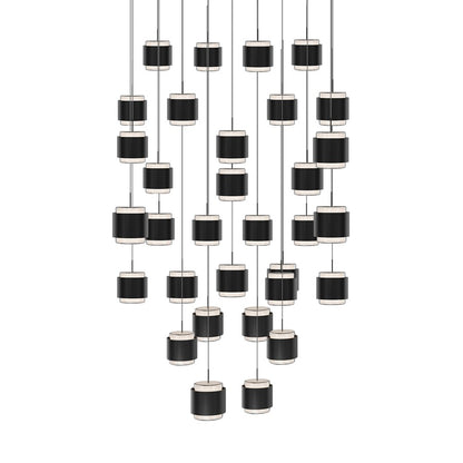 dweLED Banded 41 Light Multi-Light Pendant, Black/Frosted - PD-68941S-BK
