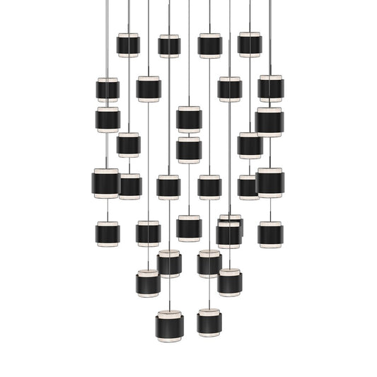 dweLED Banded 41 Light Multi-Light Pendant, Black/Frosted - PD-68941S-BK