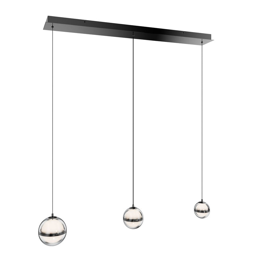 dweLED Cyllindra 3Lt Linear Multi-Light Pendant, Black Chrome/ - PD-77503L-BC