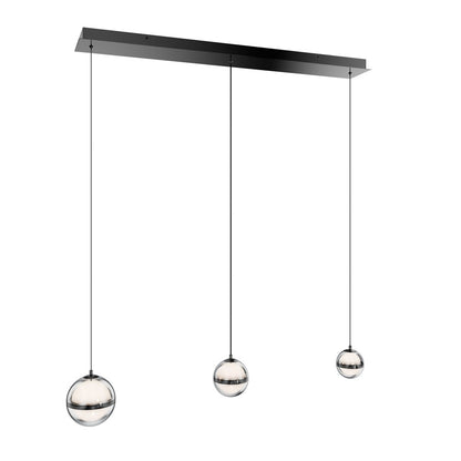 dweLED Cyllindra 3Lt Linear Multi-Light Pendant, Black Chrome/ - PD-77503L-BC