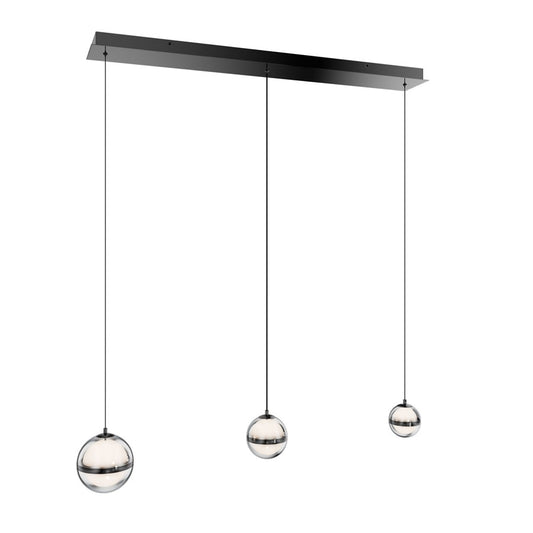 dweLED Cyllindra 3Lt Linear Multi-Light Pendant, Black Chrome/ - PD-77503L-BC