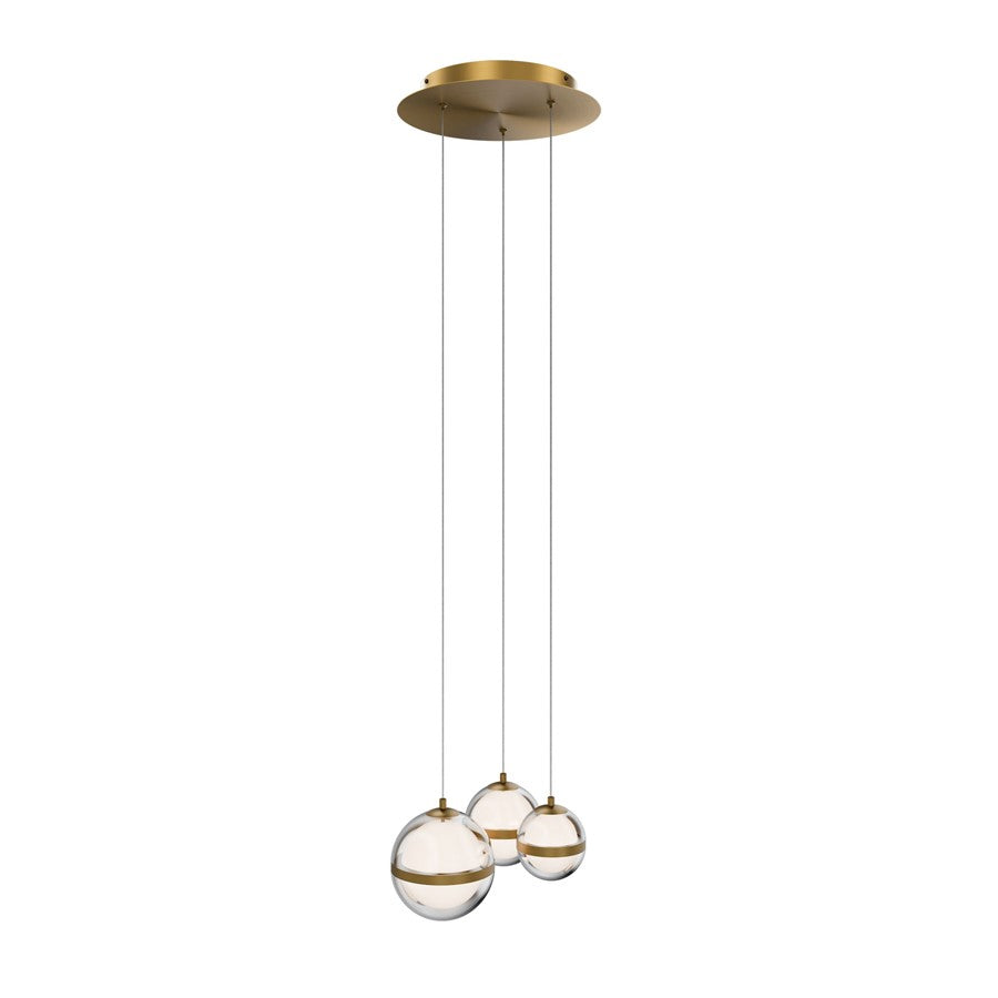 dweLED Cyllindra 3 Light Round Multi-Light Pendant, Aged Brass/ - PD-77503R-AB