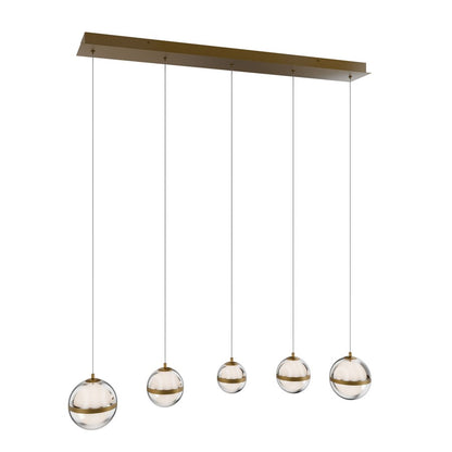dweLED Cyllindra 5 Light Linear Multi-Light Pendant, Aged Brass/ - PD-77505L-AB