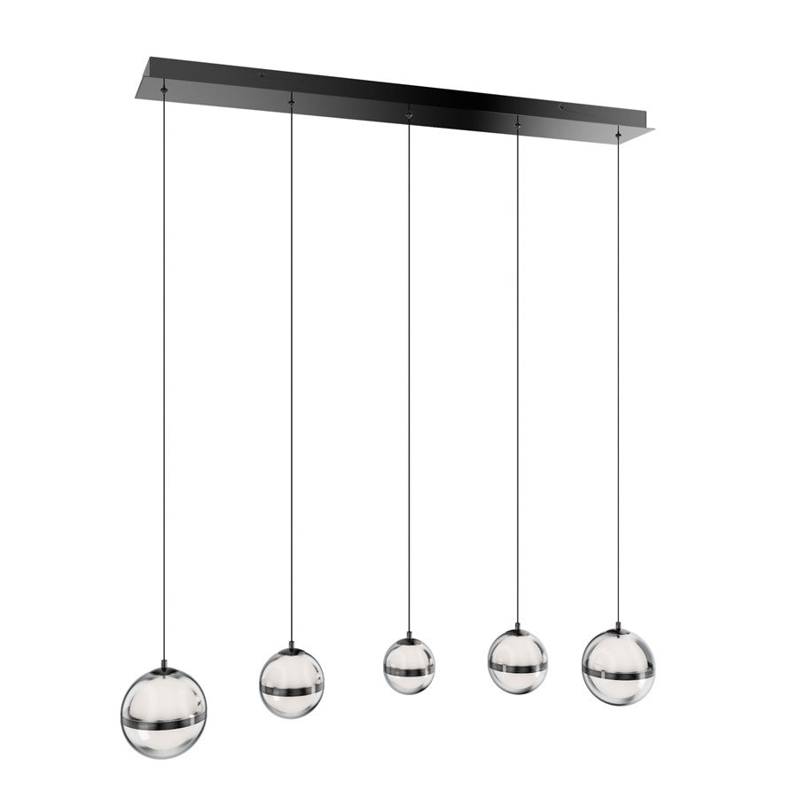 dweLED Cyllindra 5Lt Linear Multi-Light Pendant, Black Chrome/ - PD-77505L-BC