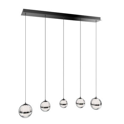 dweLED Cyllindra 5Lt Linear Multi-Light Pendant, Black Chrome/ - PD-77505L-BC