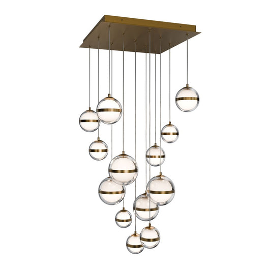 dweLED Cyllindra 13 Light Multi-Light Pendant, Aged Brass/ - PD-77513S-AB