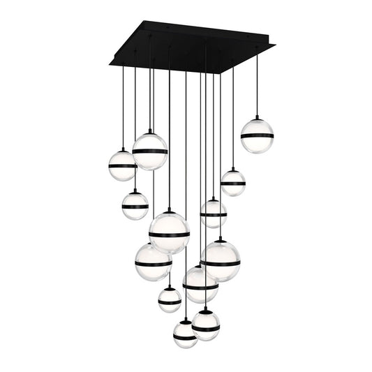 dweLED Cyllindra 13 Light Multi-Light Pendant, Black Chrome/ - PD-77513S-BC
