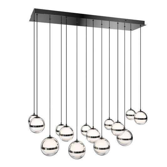 dweLED Cyllindra 14 Light Multi-Light Pendant, Black Chrome/ - PD-77514L-BC
