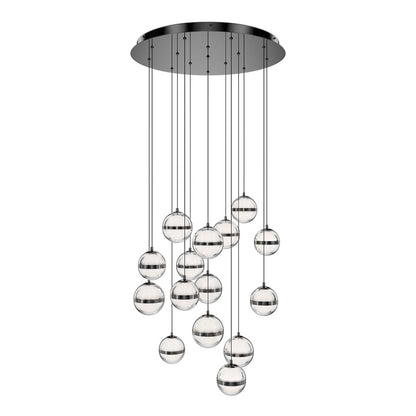dweLED Cyllindra 15 Light Multi-Light Pendant, Black Chrome/ - PD-77515R-BC