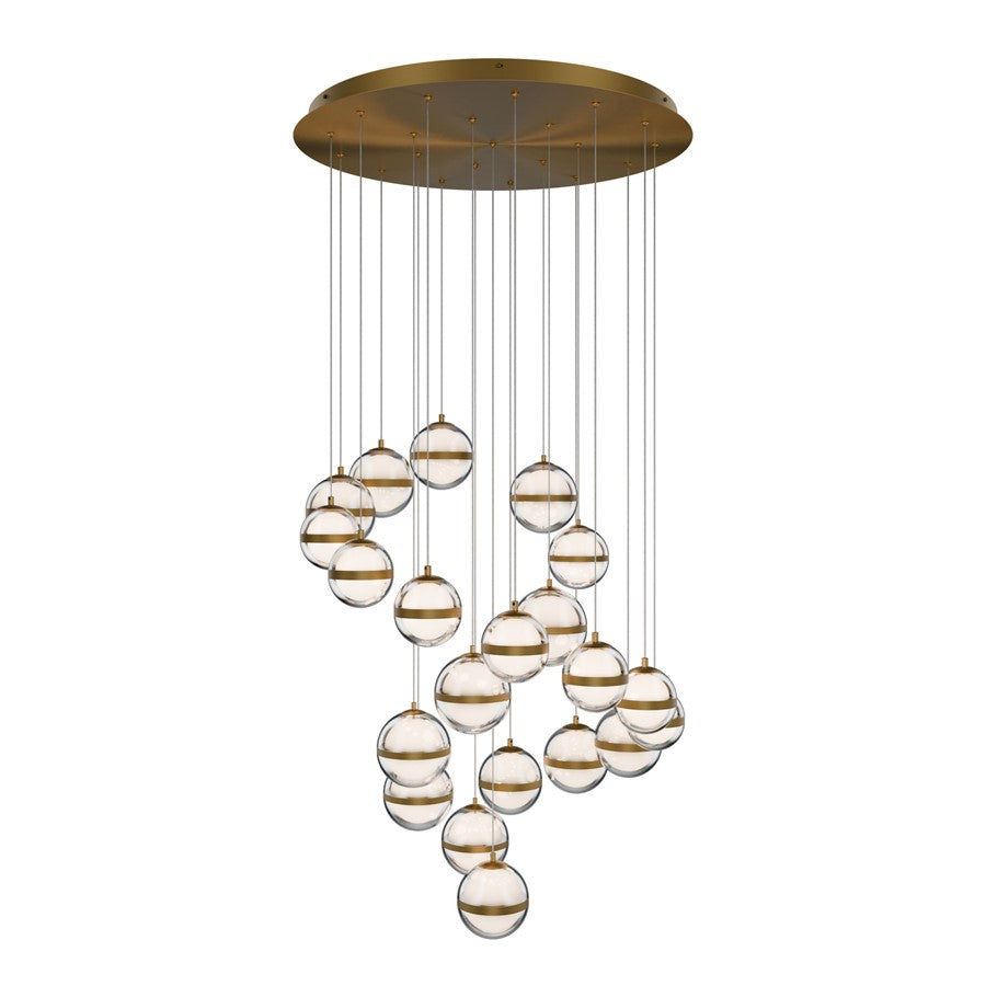 dweLED Cyllindra 21 Light Multi-Light Pendant, Aged Brass/ - PD-77521R-AB