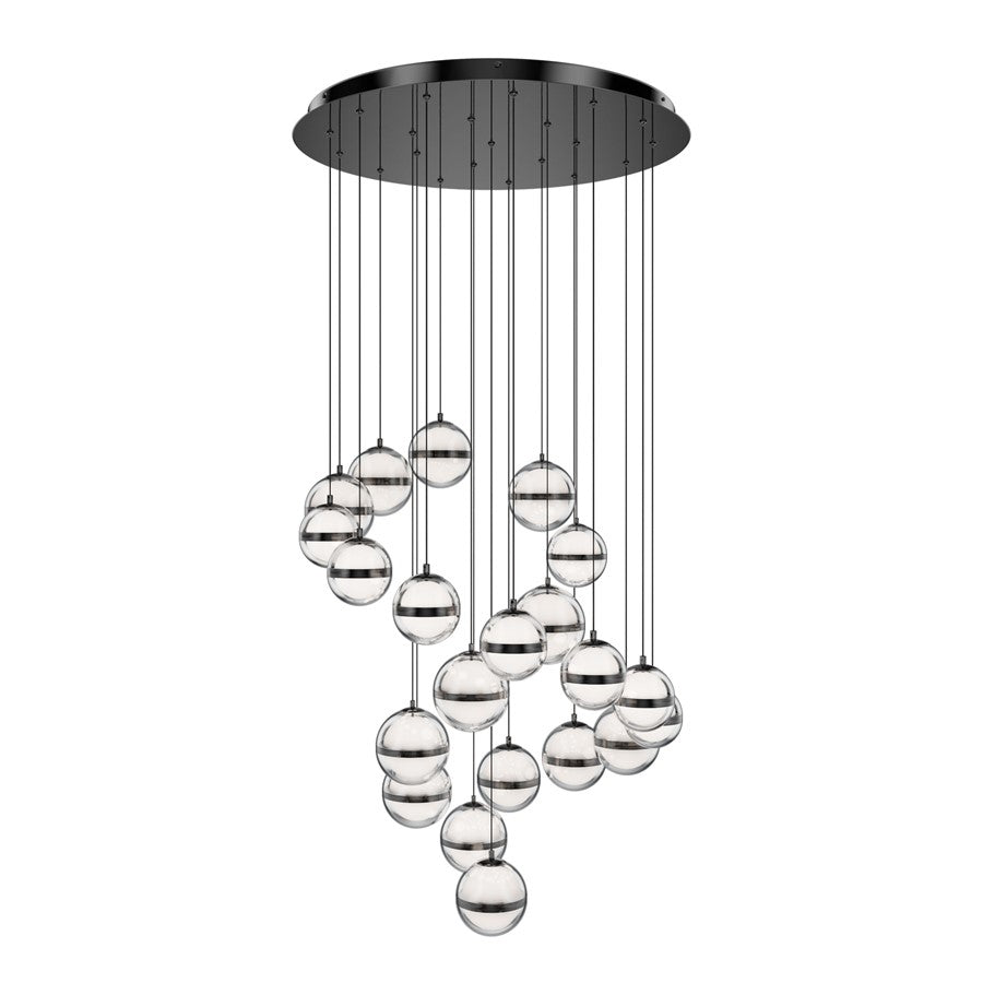 dweLED Cyllindra 21 Light Multi-Light Pendant, Black Chrome/ - PD-77521R-BC