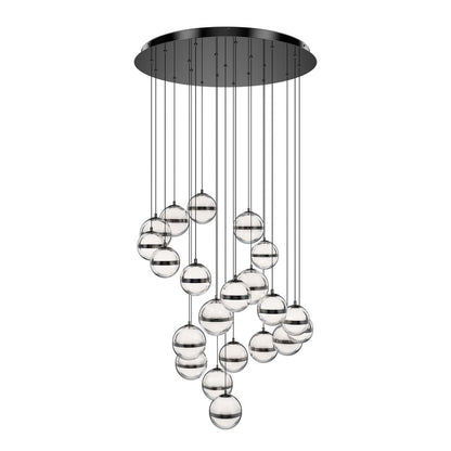 dweLED Cyllindra 21 Light Multi-Light Pendant, Black Chrome/ - PD-77521R-BC