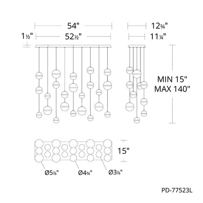 dweLED Cyllindra 23 Light Multi-Light Pendant, Aged Brass