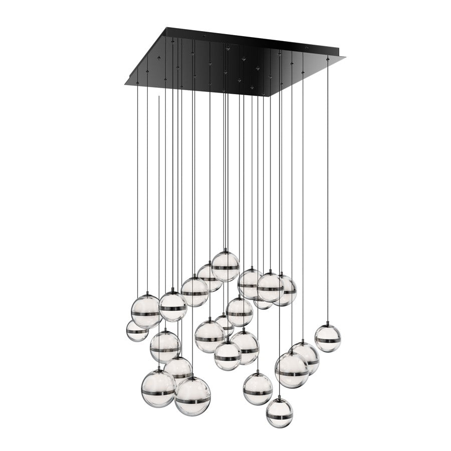 dweLED Cyllindra 25 Light Multi-Light Pendant, Black Chrome/ - PD-77525S-BC