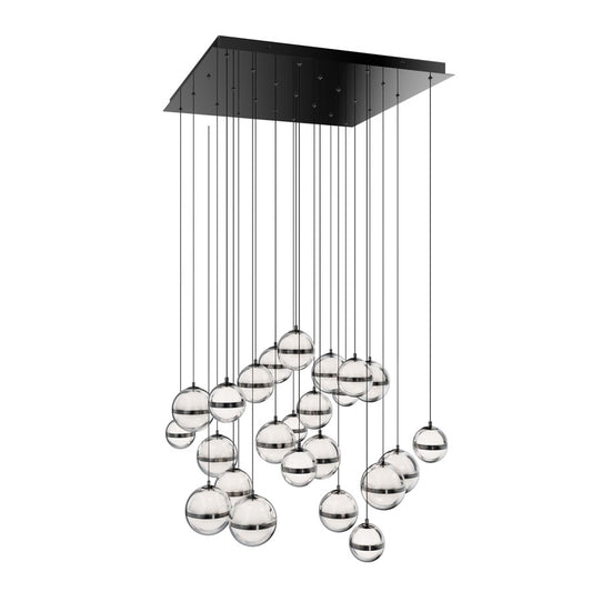 dweLED Cyllindra 25 Light Multi-Light Pendant, Black Chrome/ - PD-77525S-BC