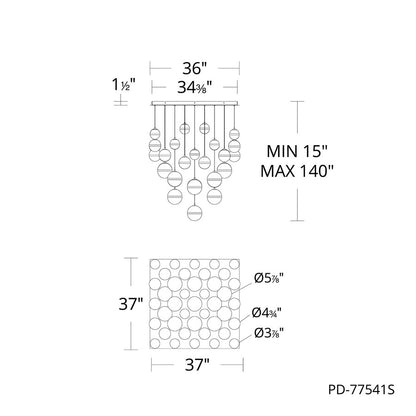 dweLED Cyllindra 41 Light Multi-Light Pendant, Aged Brass
