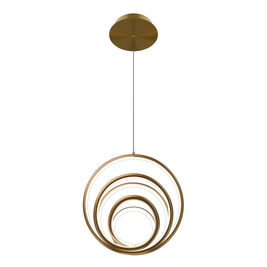 dweLED Hoopla 1 Light 13" Pendant/3500K, Aged Brass/White