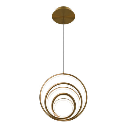 dweLED Hoopla 1 Light 13" Pendant/3500K, Aged Brass/White