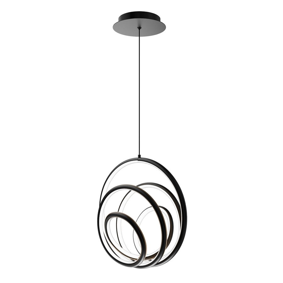 dweLED Hoopla 1 Light 13" Pendant/3500K, Black/White - PD-81513-35-BK