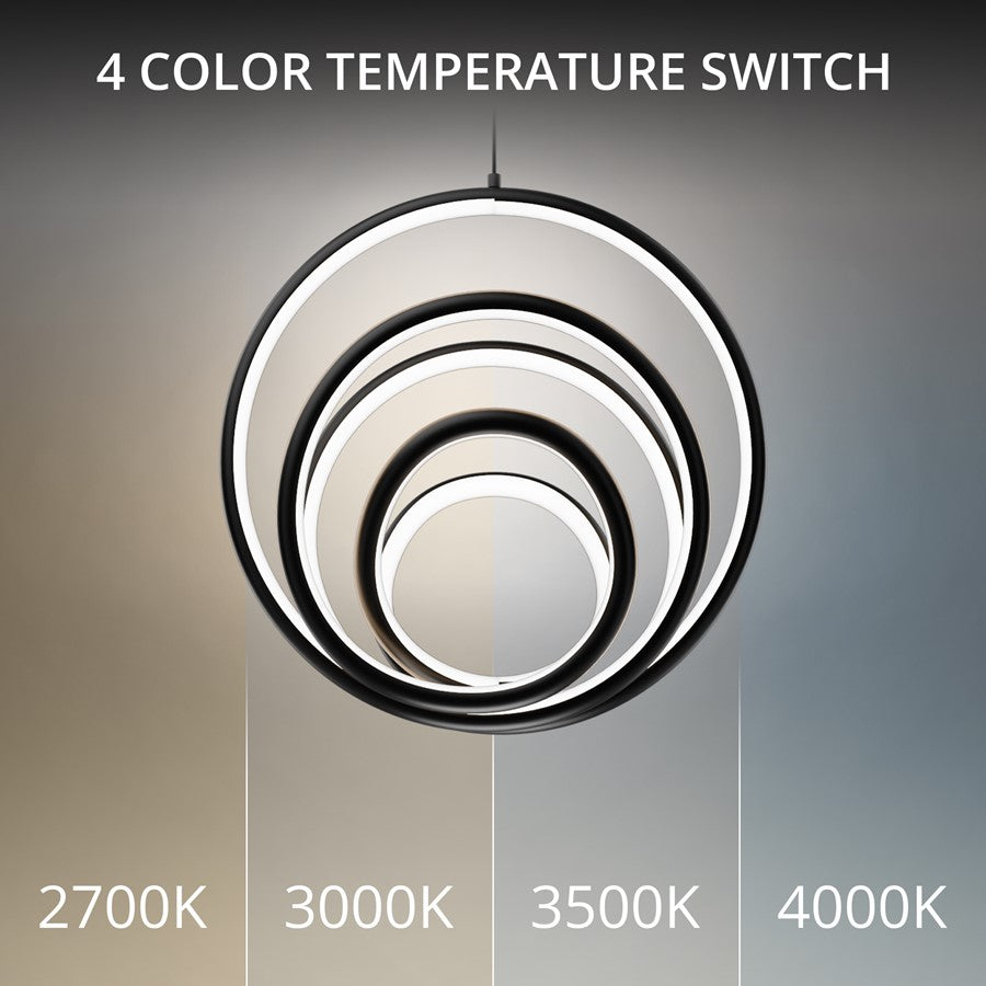 dweLED Hoopla 1 Light 13" Pendant/3500K, Black/White