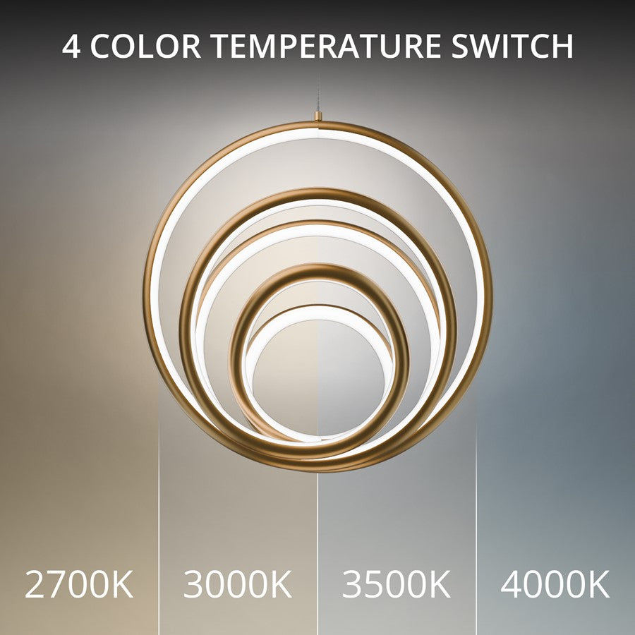 dweLED Hoopla 1 Light 13" Pendant/4000K, Aged Brass/White