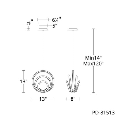 dweLED Hoopla 1 Light 13" Pendant/4000K, Aged Brass/White