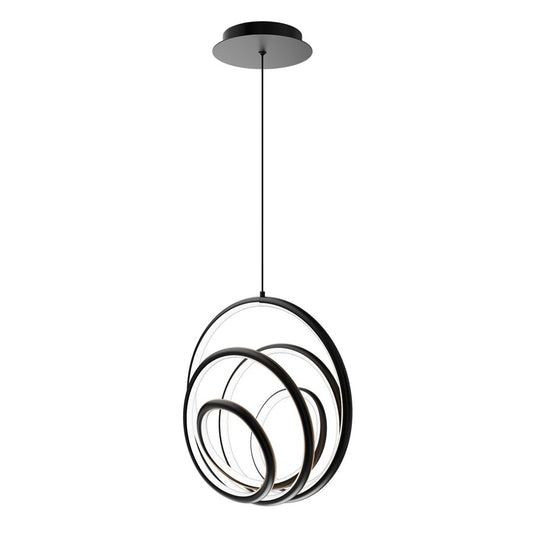 dweLED Hoopla 1 Light 13" Pendant/4000K, Black/White - PD-81513-40-BK