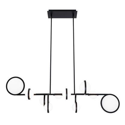 dweLED Satalite 10 Light 42" Linear Pendant/2700K, Black/Opal