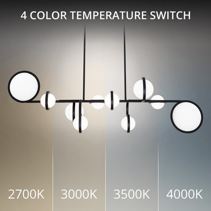 dweLED Satalite 10 Light 42" Linear Pendant/3000K, Black/Opal