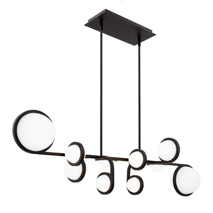 dweLED Satalite 10 Light 42" Linear Pendant/3500K, Black/Opal - PD-83542-35-BK