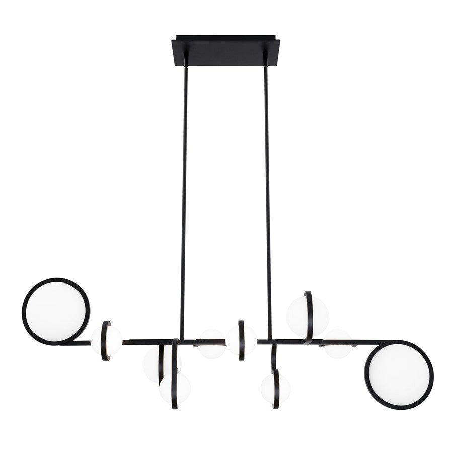 dweLED Satalite 10 Light 42" Linear Pendant/3500K, Black/Opal