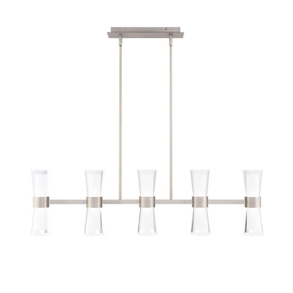 dweLED Hourglass 5Lt 36" Linear Pendant/2700K, Nickel/Etch