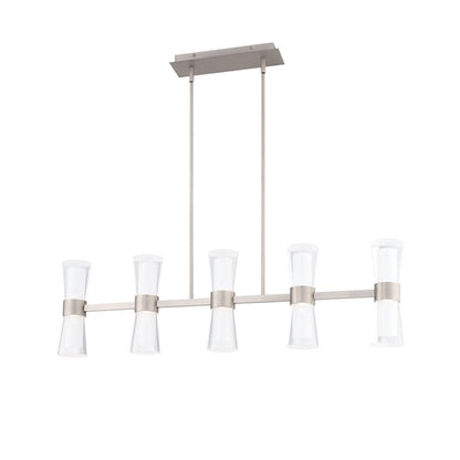 dweLED Hourglass 5Lt 36" Linear Pendant/2700K, Nickel/Etch