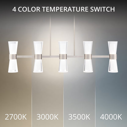 dweLED Hourglass 5Lt 36" Linear Pendant/2700K, Nickel/Etch