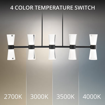 dweLED Hourglass 5Lt 36" Linear Pendant/4000K, Black/Clear/Etch