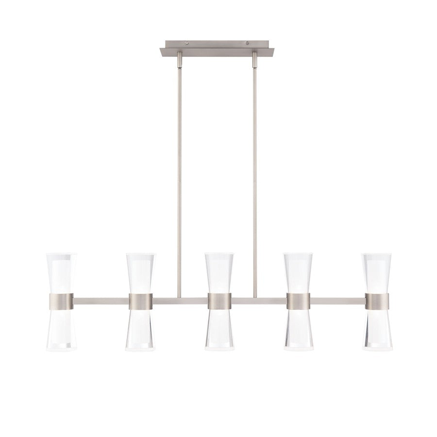 dweLED Hourglass 5Lt 36" Linear Pendant/4000K, Nickel/Etch